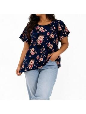GREEN ENVELOPE – Navy Floral Blouse | Cottagecore | Grandmacore | Office Wear